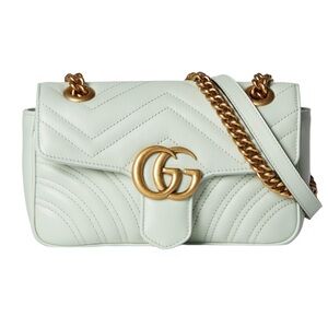 NWT Gucci Small flap Marmont light blue/pale green crossbody bag